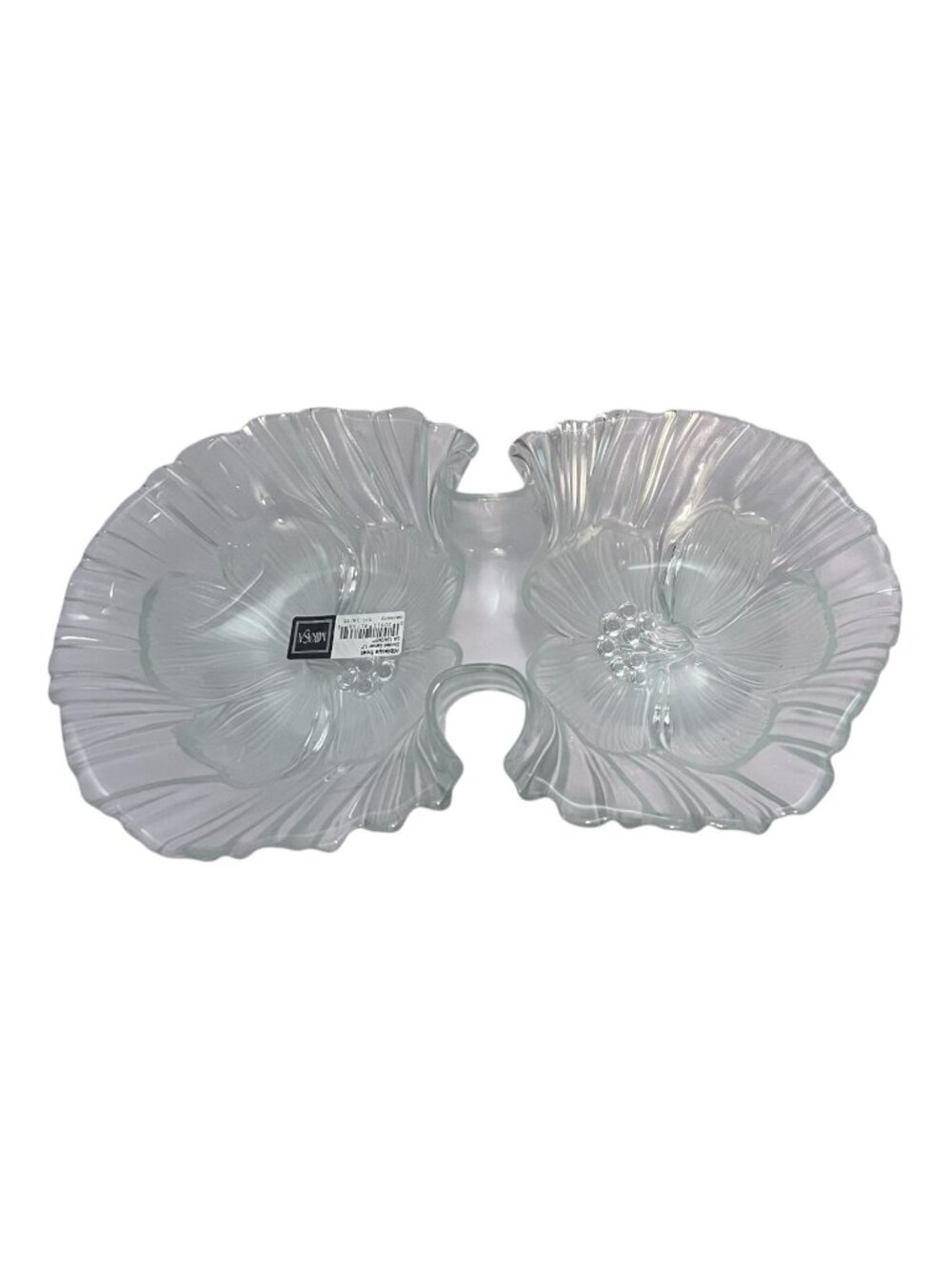 Mikasa Hibiscus Frost Divided Serving Tray Platter 13 Inch Frosted Glass Germany